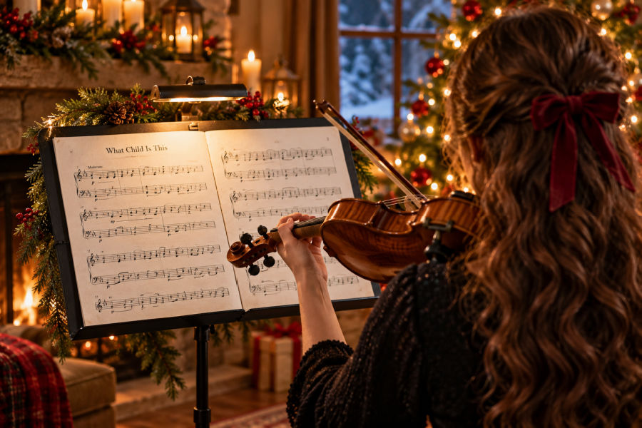 Young Violinist Playing the Classic Christmas Carol What Child Is This Young Violinist Playing the Classic Christmas Carol What Child Is This
